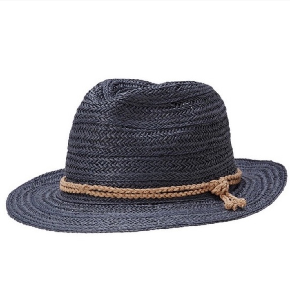 Athleta Straw Ranch Fedora Hat Navy